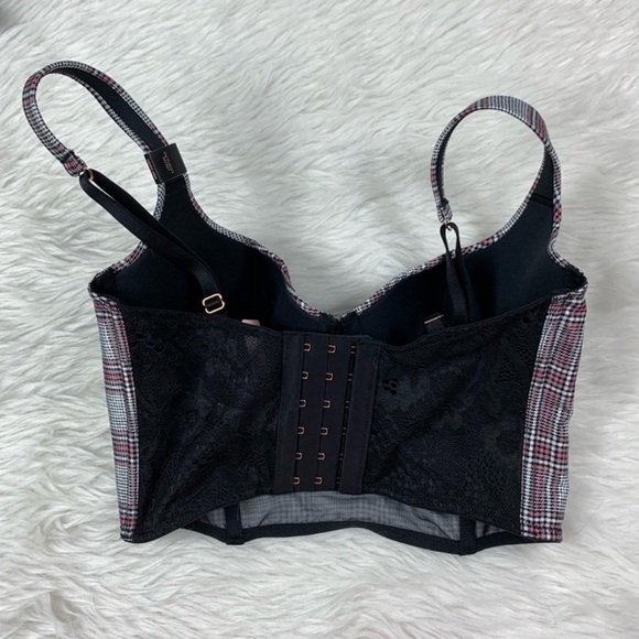 •NWT Victoria’s Secret Plaid Satin Bra Top // 32DD - Picture 5 of 7